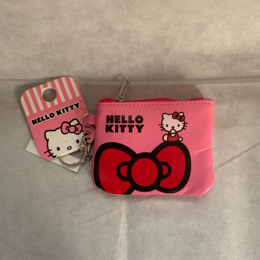 NWT Hello Kitty Mini Flat Pouch Keychain for purse or backpack